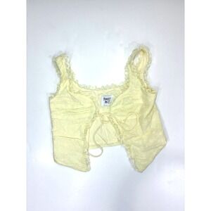 Princess Polly Yellow Eyelet Lace Tie Front Crop Top Womens Size 2 Coquette Boho